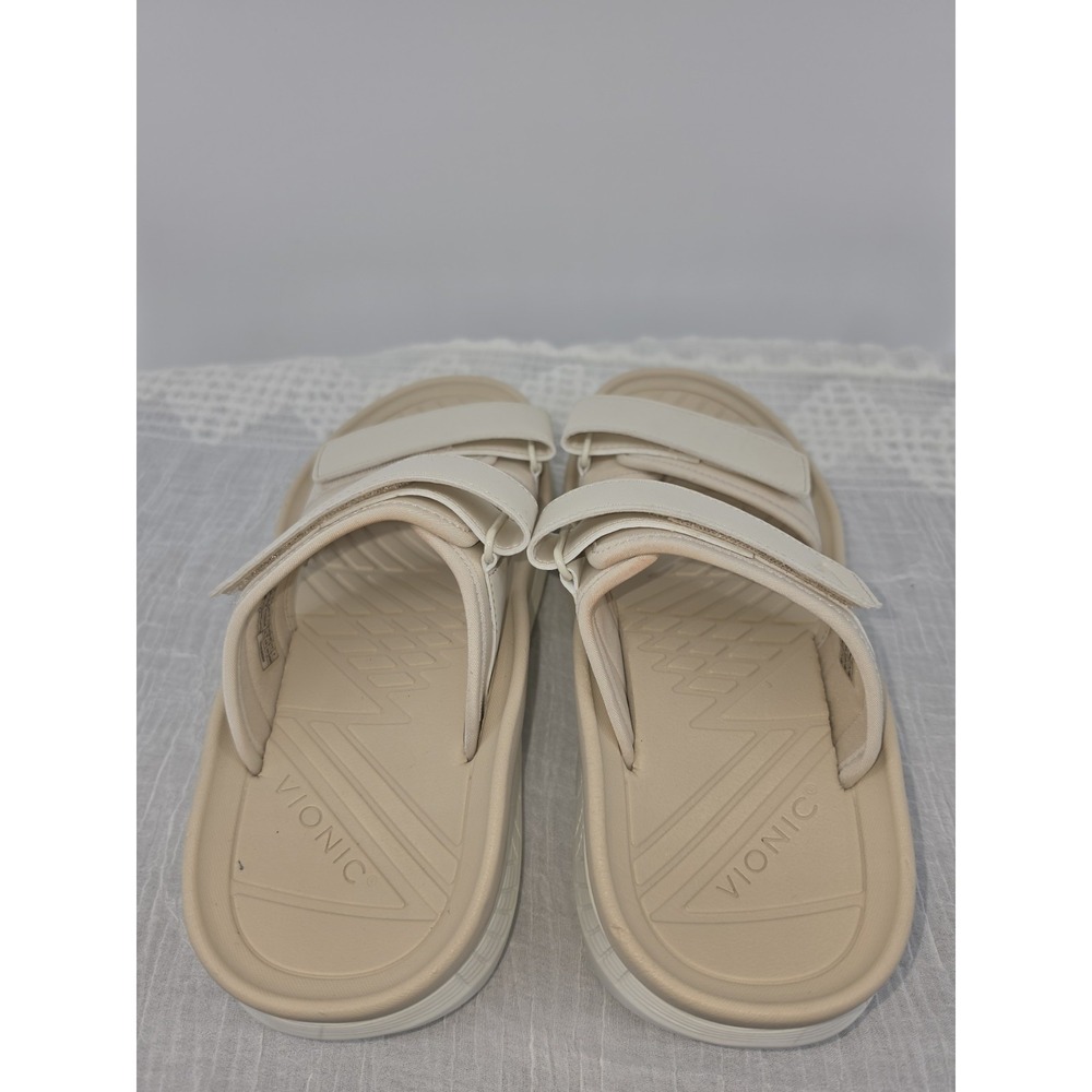 Vionic Renewal Adjustable Recovery Slide Sandals Cream Tan Women's Size 8 - Picture 7 of 16